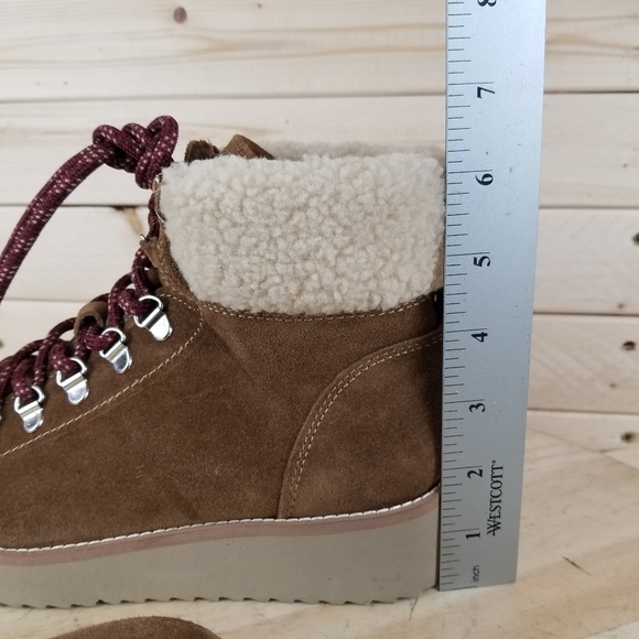 Sam Edelman Franc 6 US Hiking Trail Boot Booties Faux Shearling Trim Lace-up NEW - Picture 9 of 12